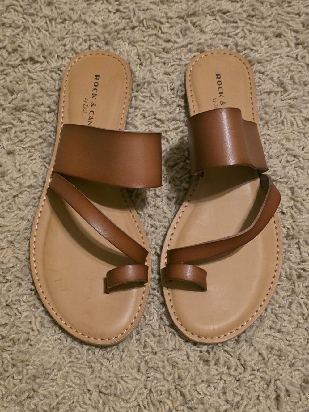 ROCK & CANDY By ZIGI Women's Tan LEATHER SANDALS Size 8